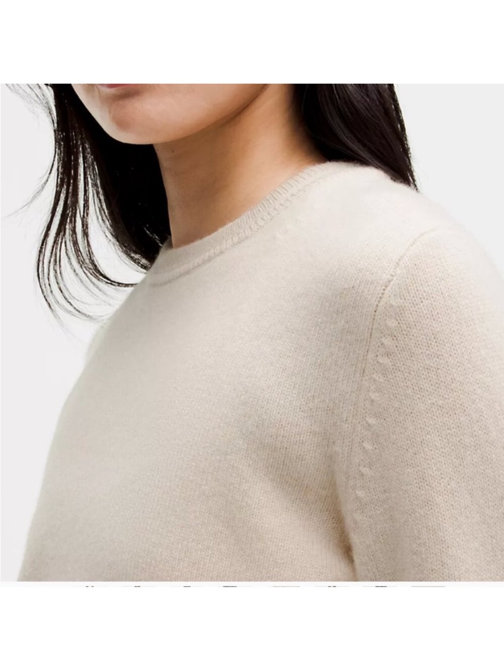 lululemon Cashmere Slim Fit Crewneck Sweater in Subtle Tan Small & free tote - Picture 3 of 8